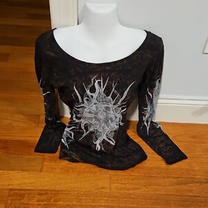 Black Sunburst Women's Top